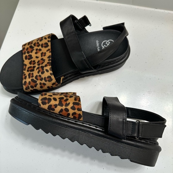 Daisy Fuentes Women’s Platform Chunky Sandals 8.5 Leopard Black Adjustable Shoes - Picture 5 of 9